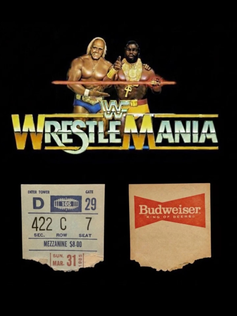 Wrestlemania 1 MSG Original Ticket Stub 3/31/85 Hulk Hogan WWF WWF Wrestling
